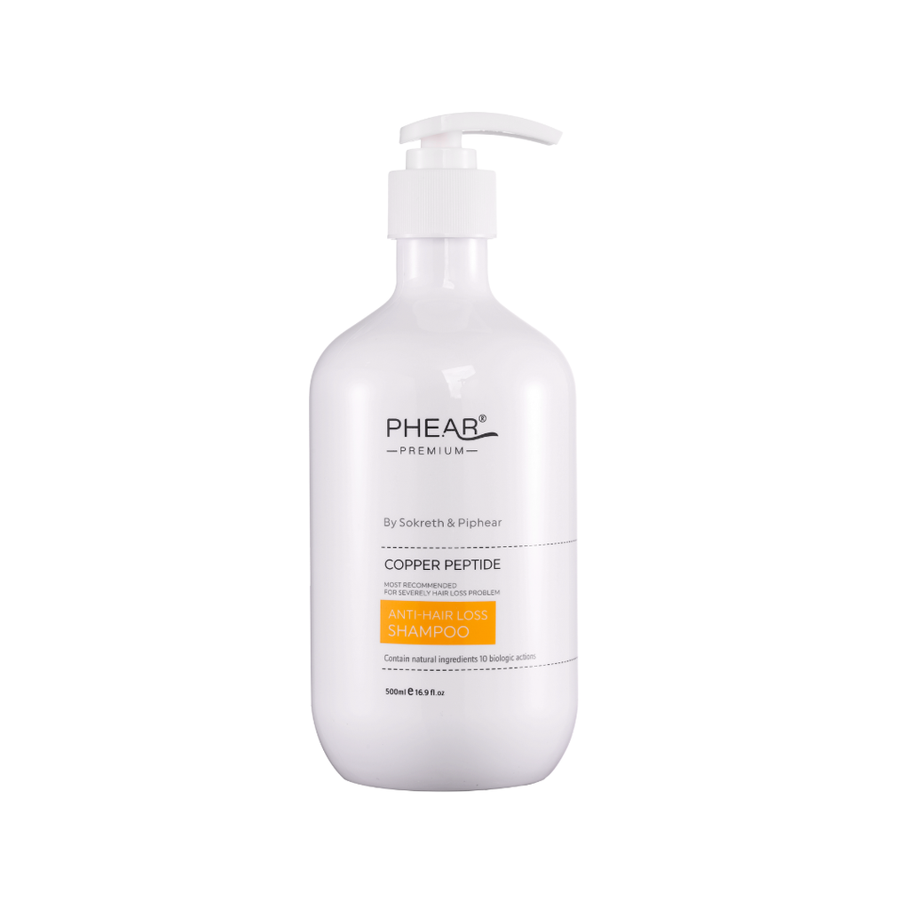 Phear shampoo bottle with pump on a white background